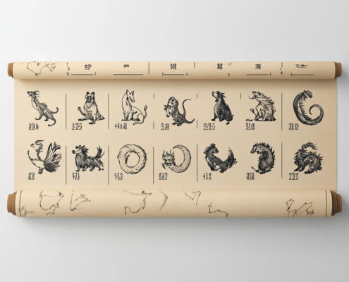 Chinesische Sternzeichen-Kompatibilität: Herz aus Drache & Ratte zeigt beste Liebes-Paarungen im Tierkreis. Niedlicher Cartoon-Stil mit Pastellfarben, optimiert für Pinterest.